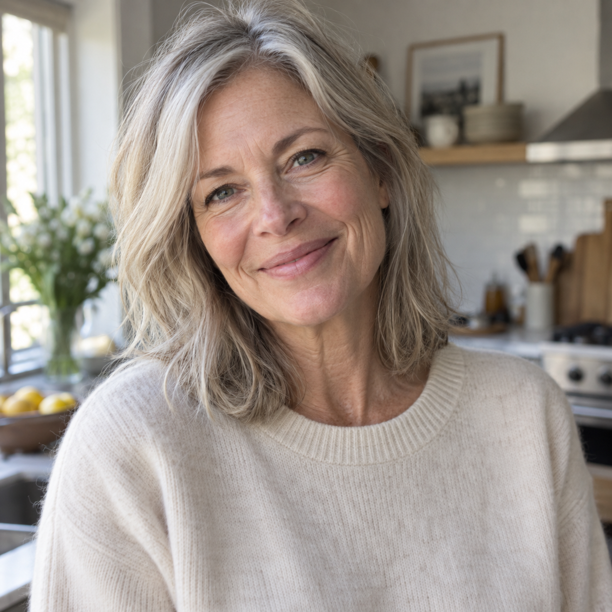 Photo of Linda, white woman in her 50s, warm smile