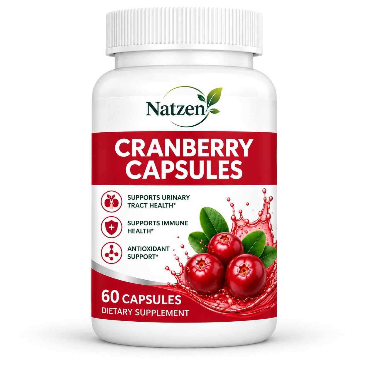 Bottle of Natzen Cranberry — 60 capsules, standardized extract 36mg PAC